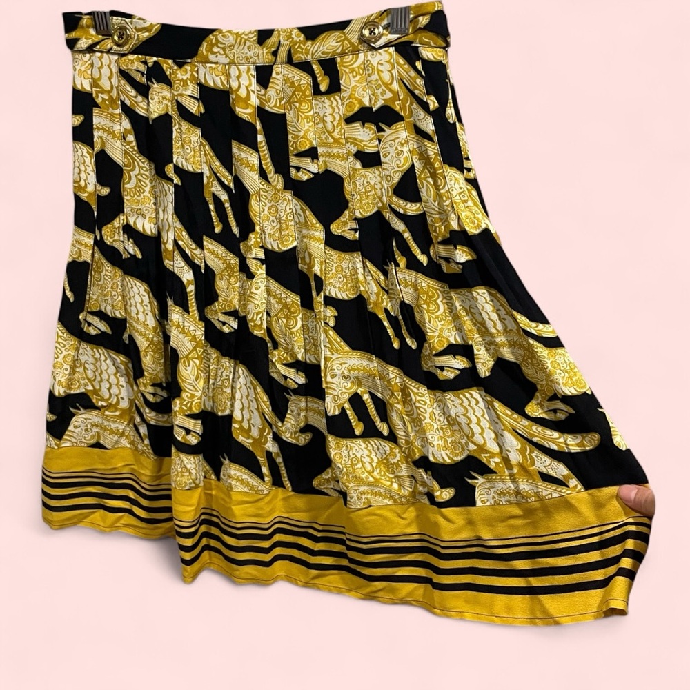 Maeve Black and Yellow Patterned Mini Skirt